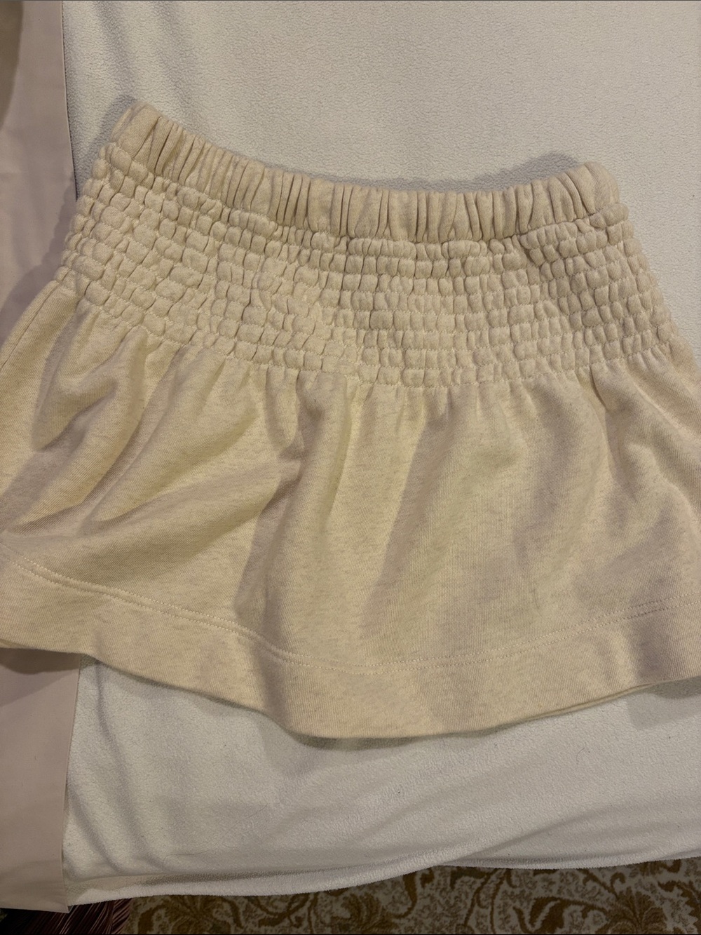 aerie Cream Smocked Mini Skirt